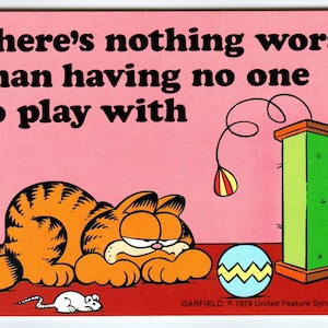 Garfield No One To Play With Cat Postkarte Jim Deliuss Orange Tabby Kätzchen 1978 Katzenliebhaber Geschenk