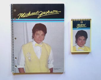 Michael Jackson Vintage 1984 Spiral Notebook & Mini Memo Pad Set Unused MJ