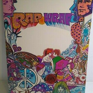 Rap Wrap Flower Power Mod Folder 1970 Psychedelic Groovy Retro Peace Love John Wayne Hip Cool