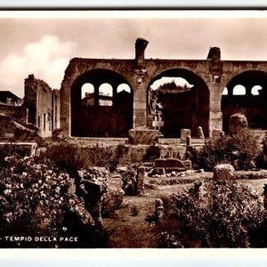 Rome Temple Ruins Vintage Postcard, Roma Tempio Della Pace
