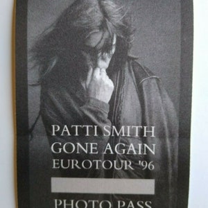 Patti Smith Backstage Pass Original Gone Again Tour Punk New Wave 1996 Photo Music Gift Unique Gift