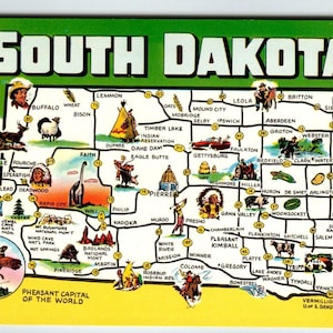 Carte postale du Dakota du Sud, carte Chrome State Pheasant, capitole du monde