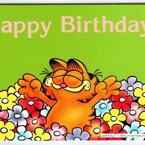Carte postale Garfield Cat Happy Birthday Jim Davis 1978 Chaton Comic Art inutilisé