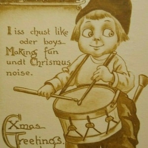 Vintage Christmas Postcard Bernhardt Wall Dutch Drummer Boy Unused Bergman 1912 Unique Gift