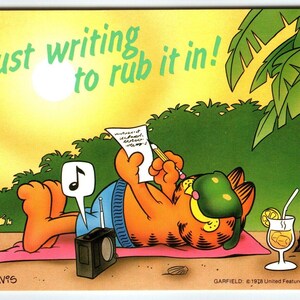 Garfield Just Writing To Rub It In Postkarte Signiertes Jim Deliuss Comic Cat 1978 Einzigartiges Geschenk