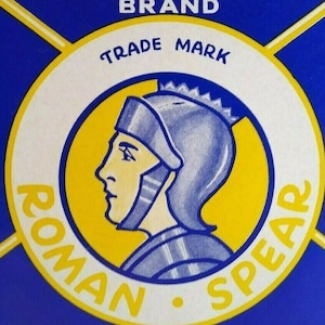 Roman Spear Fruit Crate Label Man In Suit Of Armor Original Vintage 1940&#39;s Unique Gift