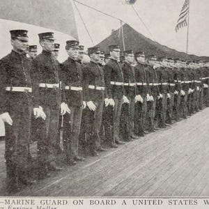 Navy Ship Postcard Marine Guard On Board US Warship Naval 1907 Ser 5045 Unused Unique Gift