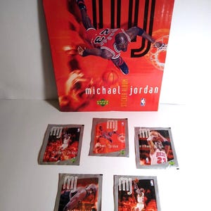 Michael Jordan Upper Deck Basketball Sticker Album Book + 5 Packs Unused 1998