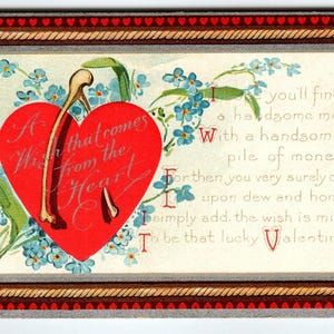 Carte postale Saint Valentin, triangles coeur fleurs, robe bordure AMP sans affichage vintage