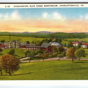Carte postale Blue Ridge Sanatorium Charlottesville Virginie vintage lin inutilisé cadeau unique