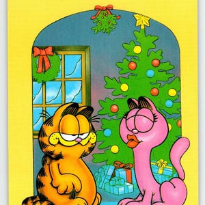 Garfield Deutsche Postkarte Weihnachten Rosa Katze Arlene Frohes Fest Happy Holiday