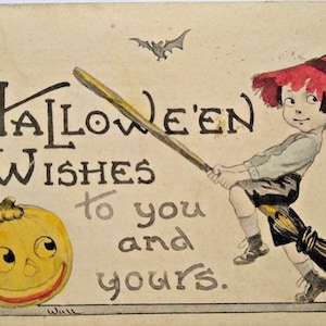 Halloween Postkarte Fantasy Wall Hand Tinted Farbig Hexe Mädchen JOL Bat Bergman Einzigartiges Geschenk