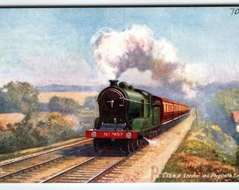 Railroad Train Postcard Tuck No 457 London Plymouth Express L & SWR Railway 9662