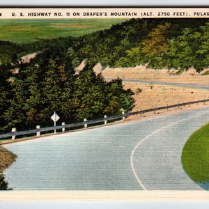 Carte postale US Highway No 11 On Draper's Mountain Pulaski Virginie Linge de maison inutilisé Cadeau unique
