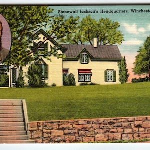 Carte postale siège social des Jacksons Stonewall, Winchester, Virginie, lin vintage