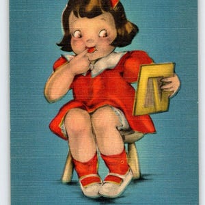 Warum nicht ein gewisser Kerl kommen Sie sehen ein bestimmtes Kind Postkarte Leinen C-237 Unbenutzt