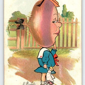 Carte postale Saint Valentin, tête de navet anthropomorphe, fantaisie E Curtis 1907, cadeau unique