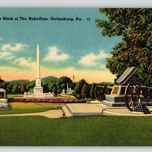 High Water Mark of the Rebellion Gettysburg Pennsylvanie Carte postale en lin Canons Cadeau unique