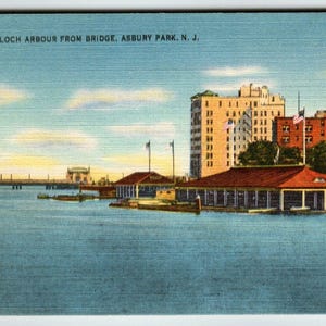 Carte postale Asbury Park Loch Arbor From Bridge, New Jersey, plage, ville, linge de rivage, cadeau unique