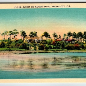 Floride Panama City Sunset on Watson Bayou Water Views Carte postale Linge de maison sans affichage Cadeau unique