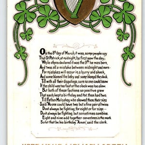Carte postale de la Saint-Patrick Gardez votre souvenir fleurs irlandaises vertes Irlande Nash 16
