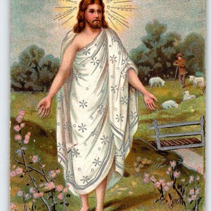 Easter Postcard 1900's Jesus Christ Lord Religious Embossed Greetings Antique
