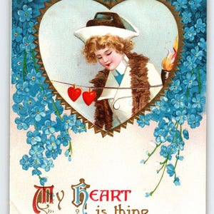 Carte postale Saint-Valentin My Heart Is Thin Ellen Clapsaddle Allemagne Cadeau unique en relief
