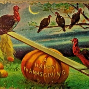 Thanksgiving Halloween Haunted Crescent Moon Truthähne Original Postkarte 1909 Taggart Einzigartiges Geschenk