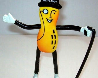 Mr Peanut Doll Planters Peanuts Rubber Bendable Toy Figure Gift