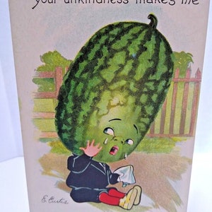 Fantasy Postcard Tuck E Curtis Melon Head Anthropomorphic Garden Patch Series 2 Unique Gift Post Card
