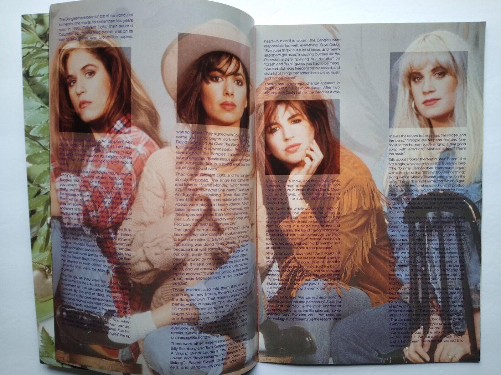 Bangles Tour Bangles Everything Tour Book Original 1988 Pop Classic Rock Music Color ...