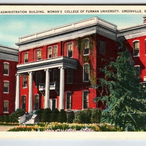 Furman University Women&#39;s College Greenville South Carolina Linen Postcard SC Unique Gift Post Card