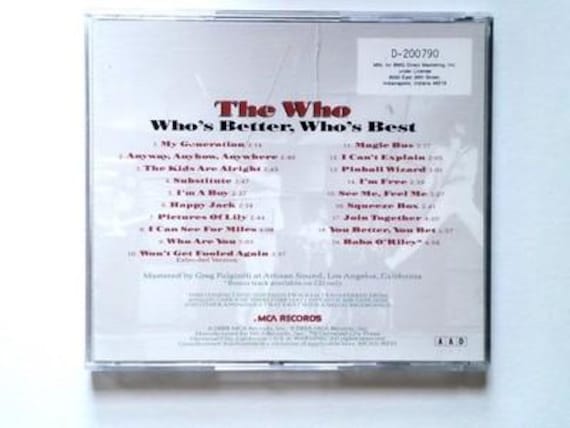 The Who - Who's Better, Who's Collection CD (1988 Rock Compilation