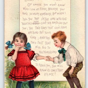 Carte postale Saint-Valentin Frances Brundage, garçon et fille Nash en relief vintage Greetings