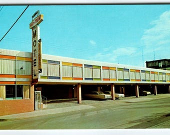 Mid-Town Motel Postcard Hagerstown Maryland Old Cars Vintage Chrome Unused Retro