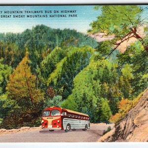 Carte postale Old Bus de Caroline du Nord, parc national des Great Smokey Mountains, NC, cadeau unique inutilisé