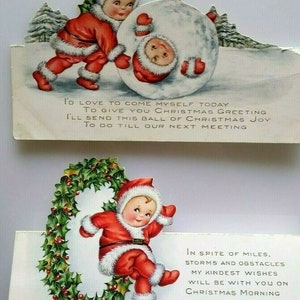 Lot de 2 cartes postales de Noël découpées avec le père Noël de la Whitney qui roulent dans une boule de neige géante, cadeau unique