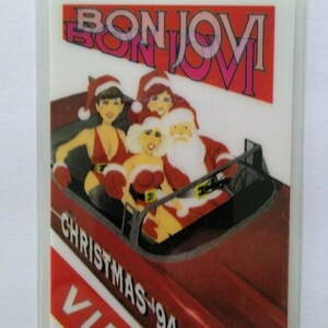 Bon Jovi Backstage Pass VIP Original Christmas 1994 Concert Tour Santa Artwork Vintage Collectible Music Gift Unique Gift