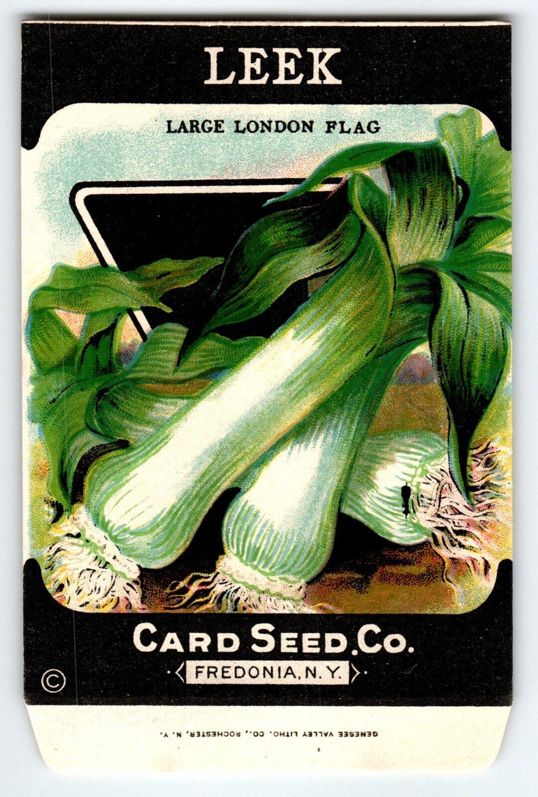 London Flag Leek 1920's Card Seed Co Packet EMPTY Vintage Fredonia New ...