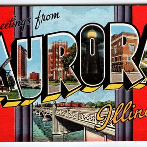 Greetings From Antioch Illinois Kropp Großbrief Postkarte Leinen Vintage unbenutzt