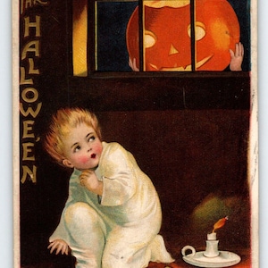 Carte postale d'Halloween Ellen Clapsaddle Ye Ghost Stories Book Candle JOL 978 Allemagne