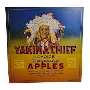 Yakima Chief Evaporated Apples Crate Label Original Vintage 1940&#39;s Advertising Unique Gift