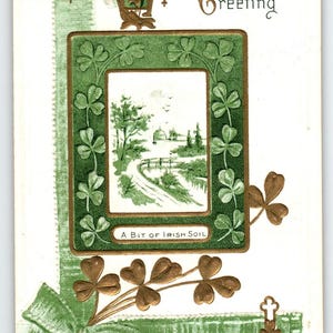 Carte postale J. Herman A Bit Of Irish Soil Irlande en relief vintage pour la Saint-Patrick