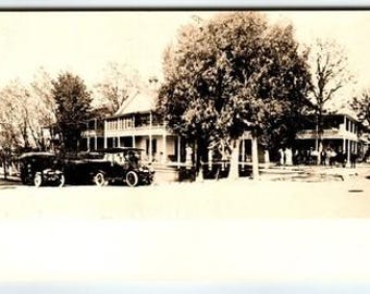 Vintage Real Photo Postcard Hotel Andover with Early Automobiles Antique RPPC