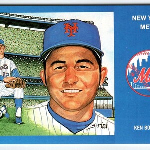 1969 NY Mets Baseball Postkarte Susan Rini Ken Boswell Unbenutzte Limitierte Edition Einzigartiges Geschenk