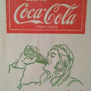 Coca-Cola Soda Bottle Dry Server Bag Flight Pilot Take Off Vintage NOS 1932 Unique Gift
