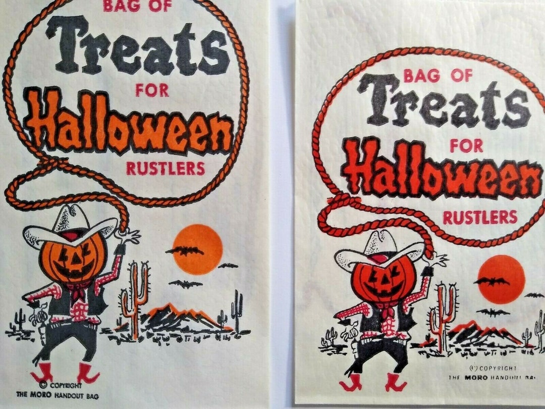 Vintage Halloween Candy Bags Western Cowboy Goblin Rustler Etsy