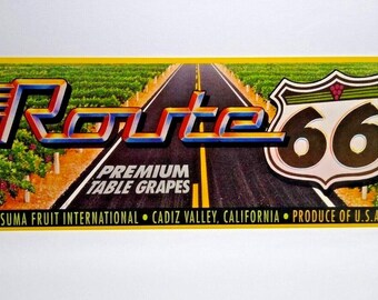 Route 66 Tafeltrauben Obstkiste Etikett 1960er Jahre Vintage Famous Roadway Einzigartiges Geschenk