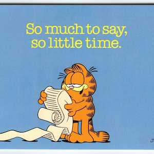 Garfield Cat Postkarte So Much To Say So Little Time Kätzchen Jim Denimn 1978 Ungebraucht