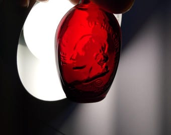 Wheaton Ruby Red Carnival Glass Bottle George Washington Retro 1971 Mini 3"